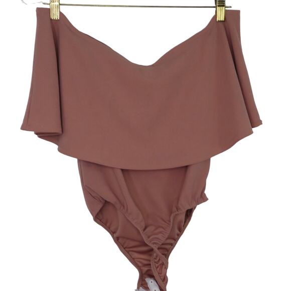 Misguided Dusty Rose Pink Open Shoulder Cold Shoulder Off Shoulder Bodysuit S - Picture 3 of 6